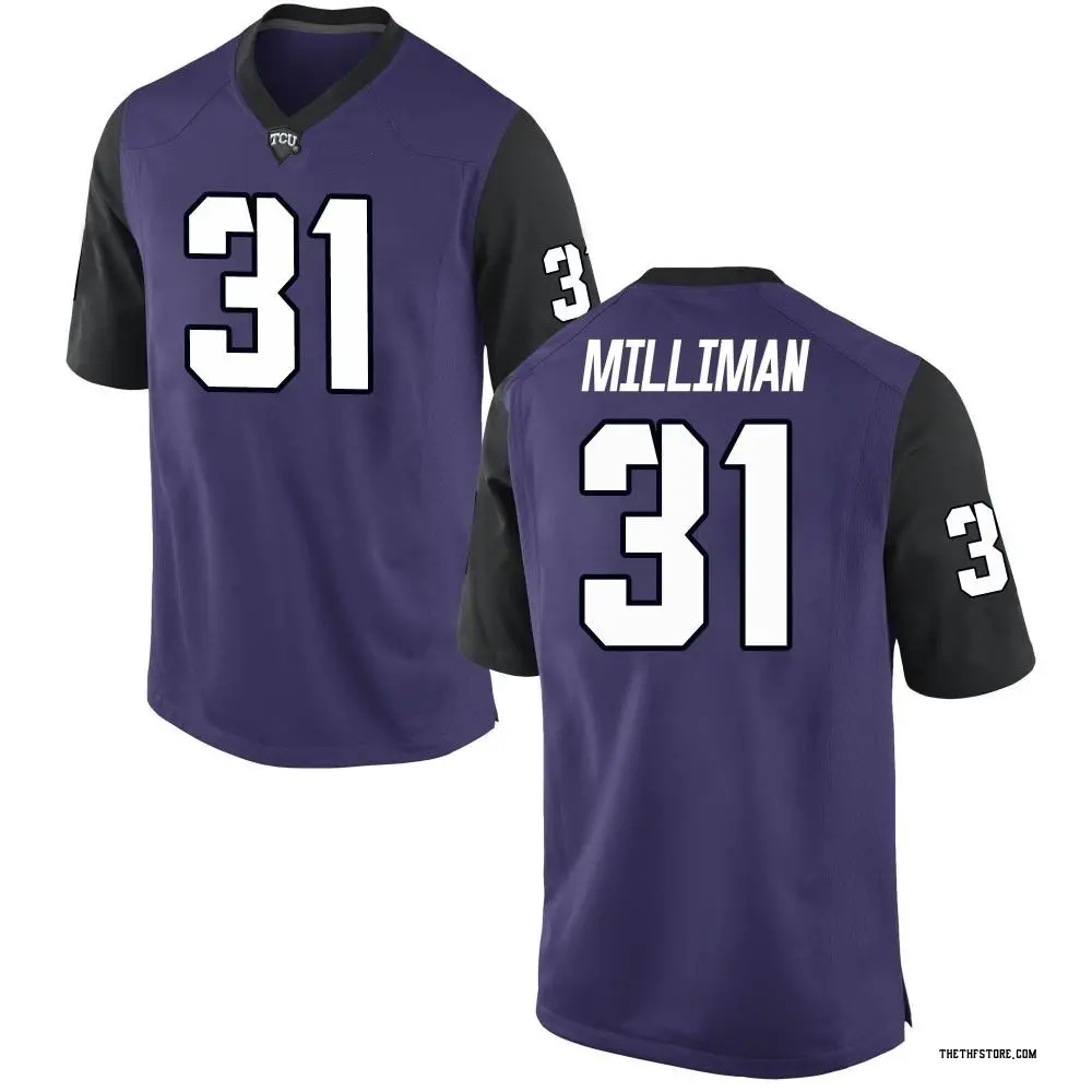 Purple Replica Men's Jake Milliman TCU Horned Frogs Football College Jersey