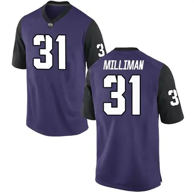Purple Replica Men's Jake Milliman TCU Horned Frogs Football College Jersey
